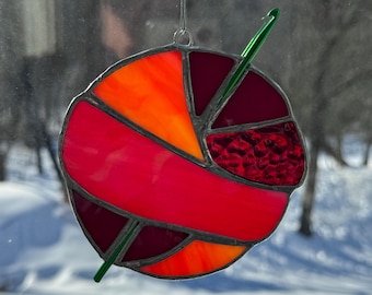 Stained Glass Yarn Ball Suncatcher: Crochet Hook Fiber Art