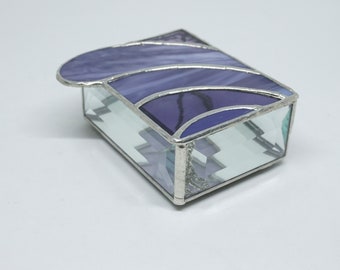 Caja de baratijas de vidrieras moradas de uva, vidrieras contemporáneas, vidrieras moradas, vidrio de arte abstracto, regalo de cumpleaños, púrpura de uva