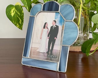 Blue Stained Glass Picture Frame: Denim Decor, 3.5x5 Photo