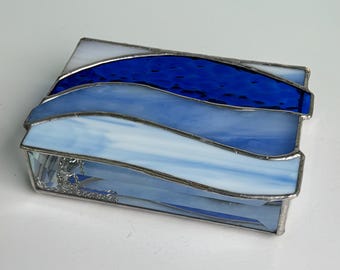 Blue Stained Glass Trinket Box: Shades of cobalt blue Jewelry Box
