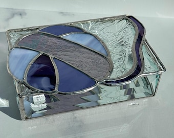 Grape Purple Stained Glass  Jewelry Box: gift for knitter, crocheter or fiber lover