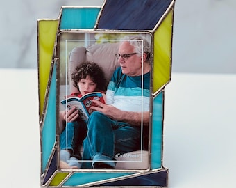 Stained Glass Picture Frame: Handcrafted Purple Photo Frame, 4x6