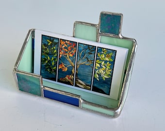 Stained Glass Business Card Holder: Frank Lloyd Wright Inspired Phone Stand