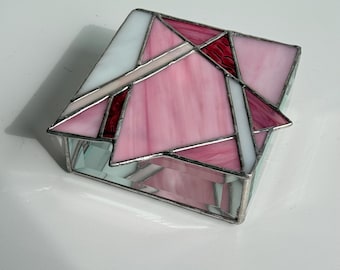 Pink Stained Glass Star of David Jewelry Box: Copper Foil Design