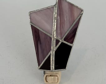 Abstract Stained Glass Night Light, Plum Purple, Baby Gift