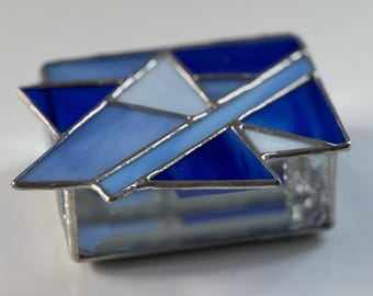 Cobalt Blue Stained Glass Box, Stained Glass Box, Contemporary Glass, Star of David, Stained Glass Jewelry Box, bat mitzvah gift, Judaica