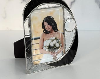 Black and Clear Stained Glass Picture Frame: wedding or housewarming gift