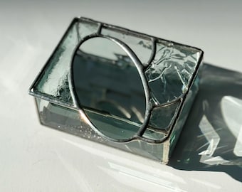 Clear Texture Stained Glass Jewelry Box, clear stained glass, trinket box, keepsake box, Mother's Day gift, birthday gift, abstract glass