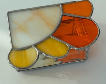 Stained Glass Box, Contemporary Stained Glass, Orange Stained Glass Jewelry Box, Stained Glass Trinket Box, Glass Jewelry Box, Sunshine