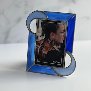 Stained glass Picture Frame, Photo frame, cobalt blue glass, stained glass frame, wedding gift, baby gift, birthday gift, housewarming