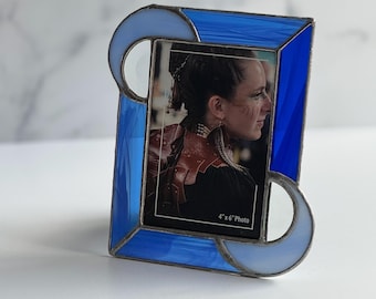 Stained glass Picture Frame, Photo frame, cobalt blue glass, stained glass frame, wedding gift, baby gift, birthday gift, housewarming