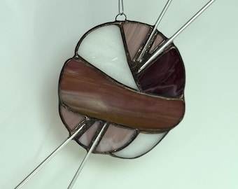 Stained Glass Ball of Yarn, Yarn Balls, Sun Catcher, Knitting sun catcher, gift for knitter, plum stained glass, fiber lover, ombre yarn