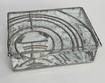 Clear Texture Stained Glass Jewelry Box: Concentric Circles Design