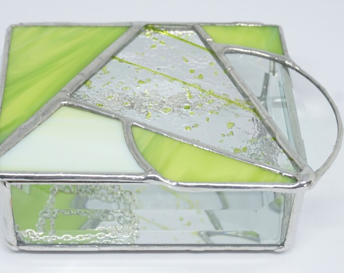 Chartreuse Lime Green Stained Glass Jewelry Trinket Box Lime Etsy