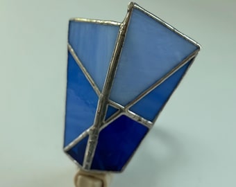 Cobalt Blue Stained Glass Night Light, baby boy gift, housewarming gift, Abstract Stained Glass, Electric Nightlight, Cobalt Blue glass