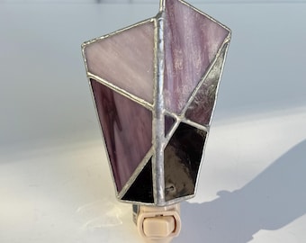 Purple Stained Glass Night Light: Abstract Home Decor