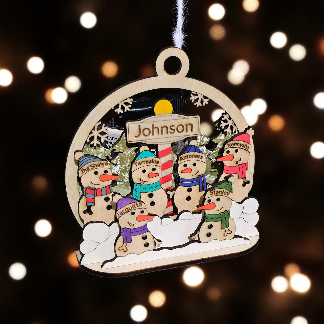 Personalized Snowman Family Christmas Ornament – Custom With 2 to 7 ...