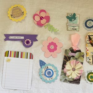 Junk journal embellishments scrapbook Kit ephemera scrapbook  supplies journal tags die cuts scrapbook ephemera paper tags handmade flowers