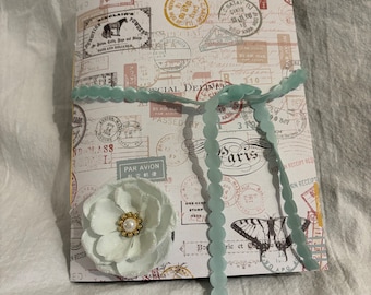 Junk journal turquoise journal mixed media junk journal mint green journal handmade scrapbook journal butterfly journal scrapbooking journal
