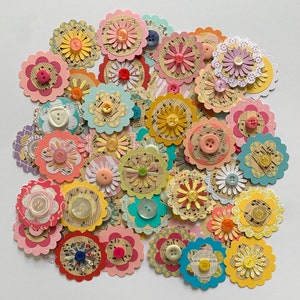 Gestanste bloemen, stansvormen, gelaagde papieren bloemen, bloemversieringen, plakboekversieringen, junkjournal-versieringen, scrapbooking