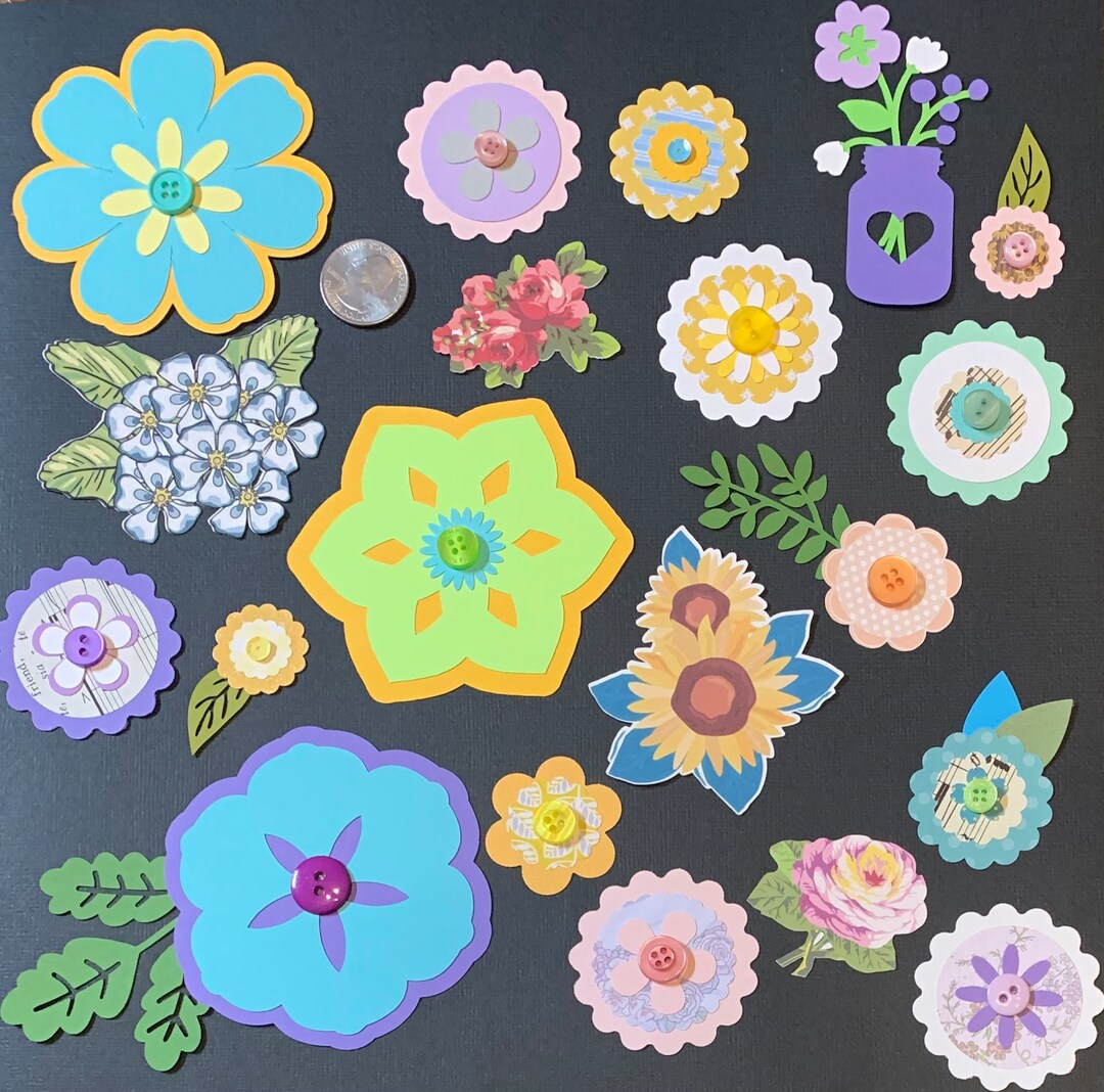 Die Cut Flowers Die Cut Flower Die Cuts Scrapbook Die Cuts Etsy