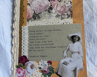 Junk journal vintage journal sheet music journal writing journal scrapbook journal mixed media journal neutral journal handmade journal book
