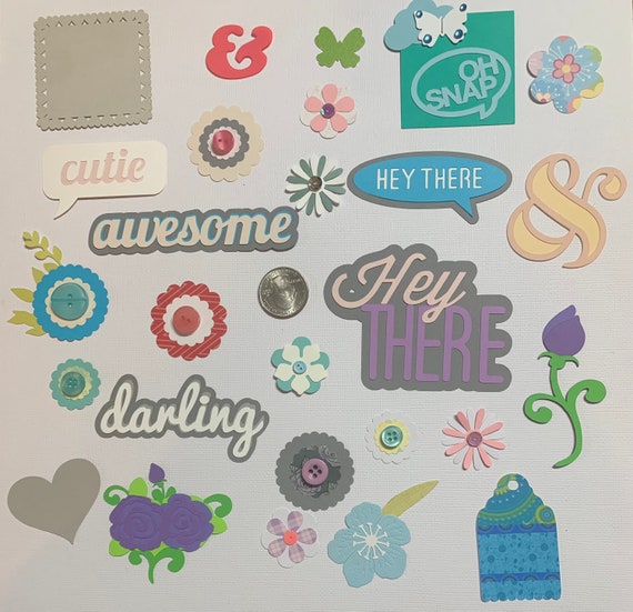 Die cuts, scrapbook embellishments, scrapbook supplies, scrapbook kit, die  cut, flower die cuts, printed die cuts, scrapbooking