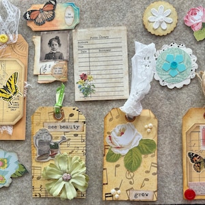 Junk journal embellishments scrapbook Kit ephemera scrapbook supplies journal tags die cuts scrapbook ephemera paper tags