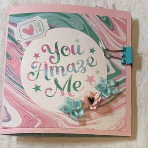 Junk journal  handmade one of a kind journal notebook writing journal scrapbook journal mixed media junk journal book mark pink turquoise