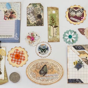 Junk journal embellishments Kit ephemera scrapbook supplies journal dangles tags die cuts scrapbook ephemera paper tags scrapbooking kit