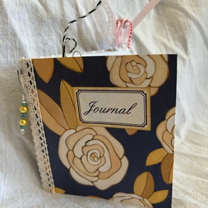 Mini junk journal small handmade journal blue floral journal mixed media writing journal writing junk journal writing paper journal