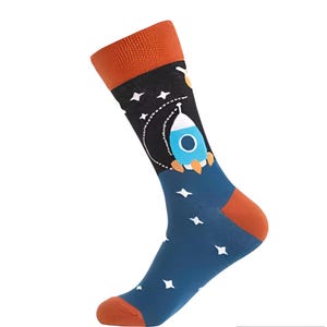 Space Themed Dress Socks | Novelty Astronomy Socks | Planets & Rockets Design | Colorful Cosmic | Gift for Space Enthusiasts (Set of 5)