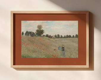 5 Sets | Monet - Mohnblumenfeld | Pastell Kunstdruck Landschaft Impressionistische Malerei Kunst Frühling Kunst Kunst Museumsdruck
