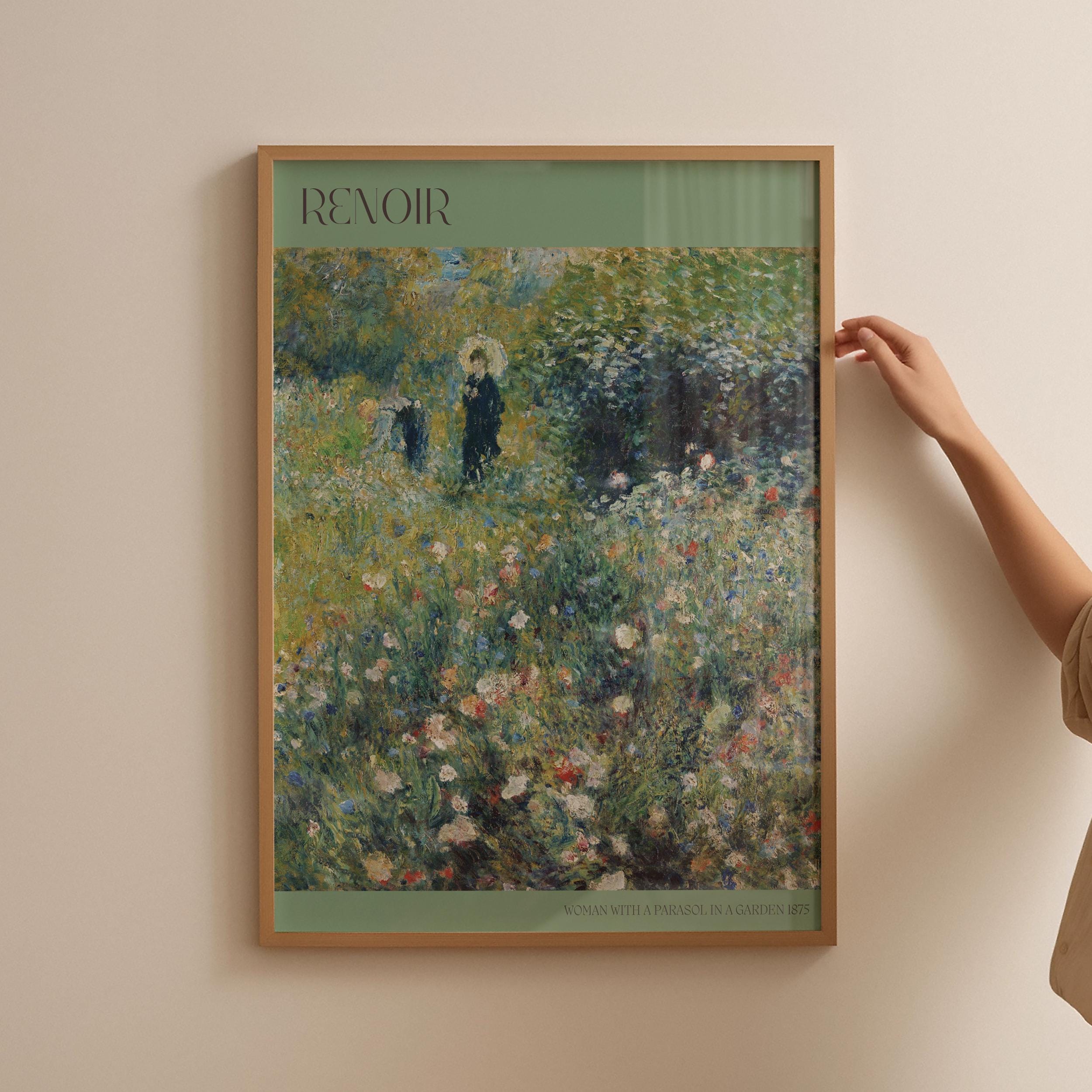 ルノワール「日傘をさす女性」の版画、印象派絵画（デジタル
