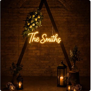 Custom Neon Name Sign: Vintage Wedding Decor, Battery Operated