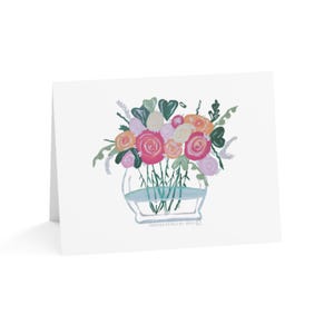 Cartões de felicitações com rosas florais - Design elegante de buquê, cartões de aniversário, notas de agradecimento, convites de casamento, mensagens escritas à mão