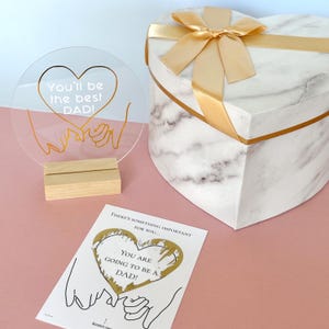 Boîte cadeau faire-part de grossesse pour papa - Révélation surprise de bébé - Body Salut papa à bientôt - Cadeau pour nouveau papa - C'est un premier cadeau pour un père