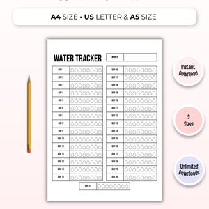 Trinkprotokoll zum Ausdrucken | Tägliches Trinkprotokoll (PDF), minimalistisches Trinkprotokoll (Digitaler Download)