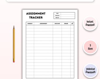Assignment Tracker | College Homework Planner (Digital Download)
