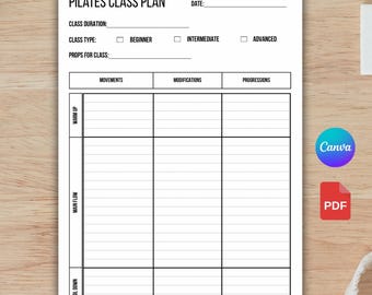 Pilates Class Planner PDF, Class Schedule Organizer, Fitness Planner, Workout Calendar, Pilates Teacher Tool