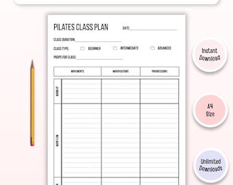 Pilates Class Planner PDF, Class Schedule Organizer, Fitness Planner, Workout Calendar, Pilates Teacher Tool