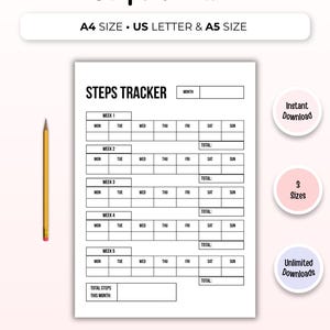 Steps Tracker PDF | Printable Step Log, Daily Walking Tracker, Minimalist Workout Planner