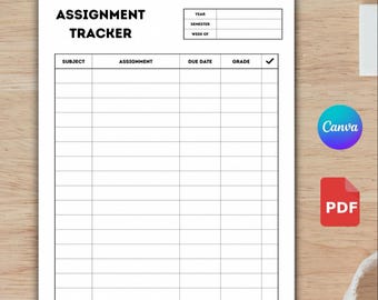 Assignment Tracker | College Homework Planner (Digital Download)