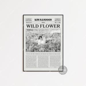 Stampa di giornale retrò di Kim Namjoon, poster di fiori selvatici, stampa di testi di fiori selvatici, poster RM, poster Indigo, K-pop LC3