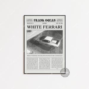 Frank Ocean Retro Zeitungsdruck, Weißer Ferrari Poster, Weißer Ferrari Texte, Frank Ocean Poster, Blondes Poster, , LC3 LESS191