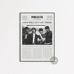 Stampa di giornale retrò Inhaler, poster Love Will Get You There, stampa di testi, poster Inhaler, poster Tagli e lividi, LC3 LESS237