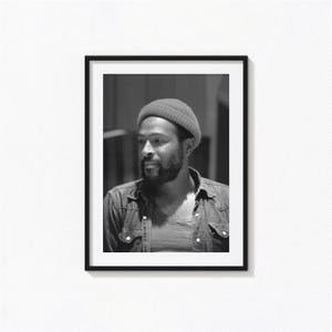 Poster di Marvin Gaye / Poster da parete in bianco e nero di Marvin Gaye, poster di copertina dell'album, decorazioni per la casa, stampe fotografiche, musica soul, BAM165
