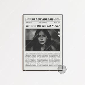 Gracie Abrams Retro Gazeta Wydruk, Gdzie teraz pójdziemy? Plakat, Good Riddance Plakat, Teksty Wydruk, Gracie Abrams Plakat, , LC3 LESS207