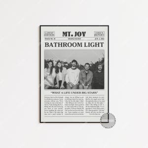 Impresión de periódico retro de Mt. Joy, póster de Bathroom Light, impresión de la letra de Bathroom Light, póster de Mt. Joy, Orange Blood, póster, LC3