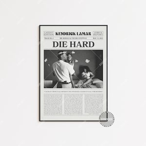 Stampa di giornale retrò di Kendrick Lamar, poster di Die Hard, stampa del testo di Die Hard, poster di Kendrick Lamar, poster di Mr. Morale & the Big Steppers LC3